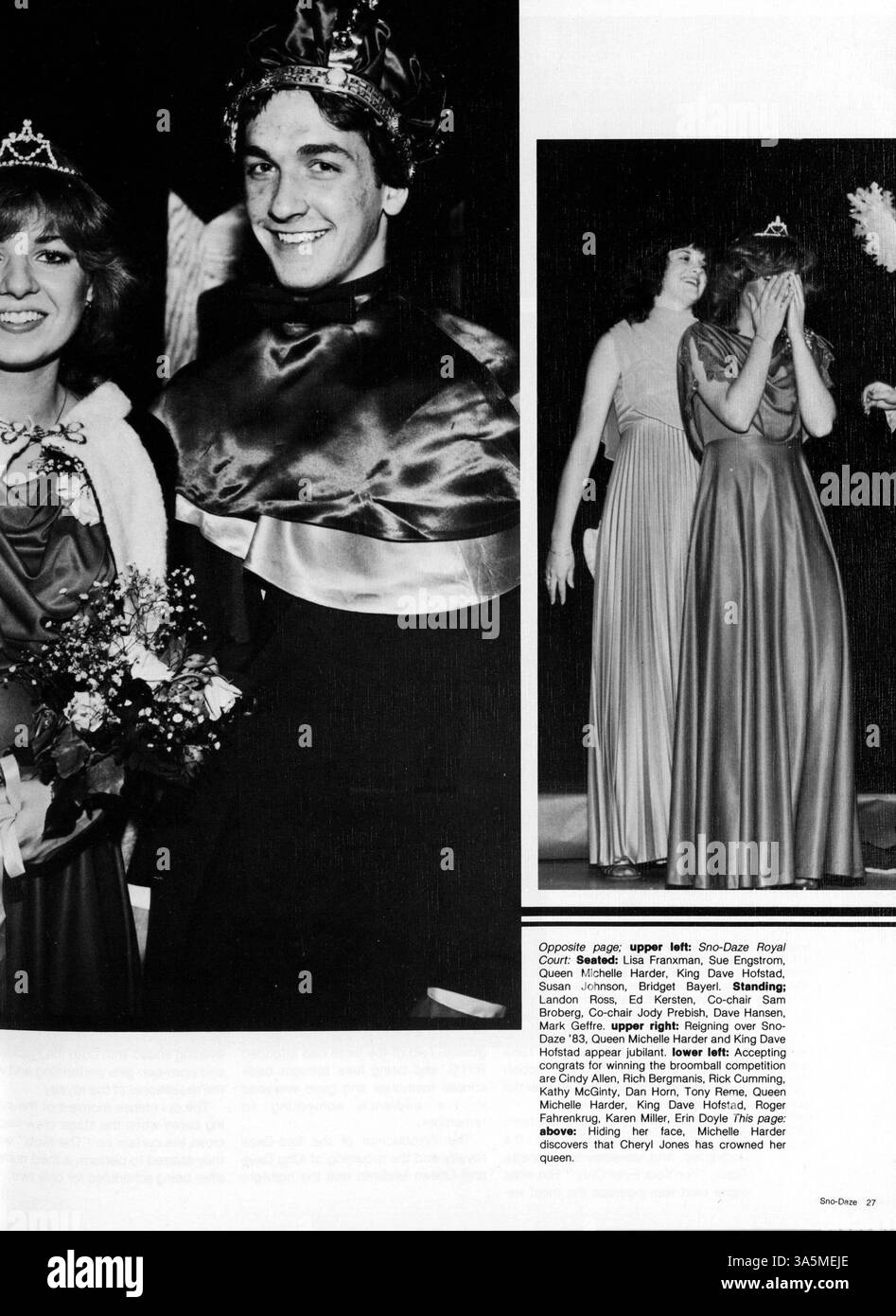 Das Roosevelt High School Yearbook 1983, „Sagamore: United We Stand“, dient als Rekord des Schuljahres 1982-1983 und erfasst Schüler, Lehrer, Sportveranstaltungen, Clubs, und der einzigartige Geist der Schulgemeinschaft. Stockfoto