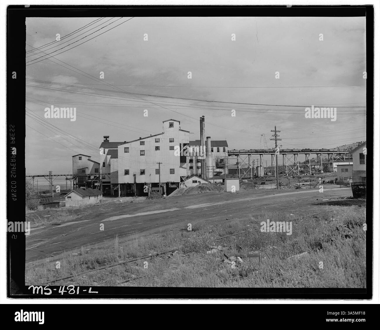 Ein Blick auf den Tipple in der King Mine der United States Fuel Company in Hiawatha, Carbon County, Utah, wo Kohle auf Transportzüge geladen wurde. Stockfoto