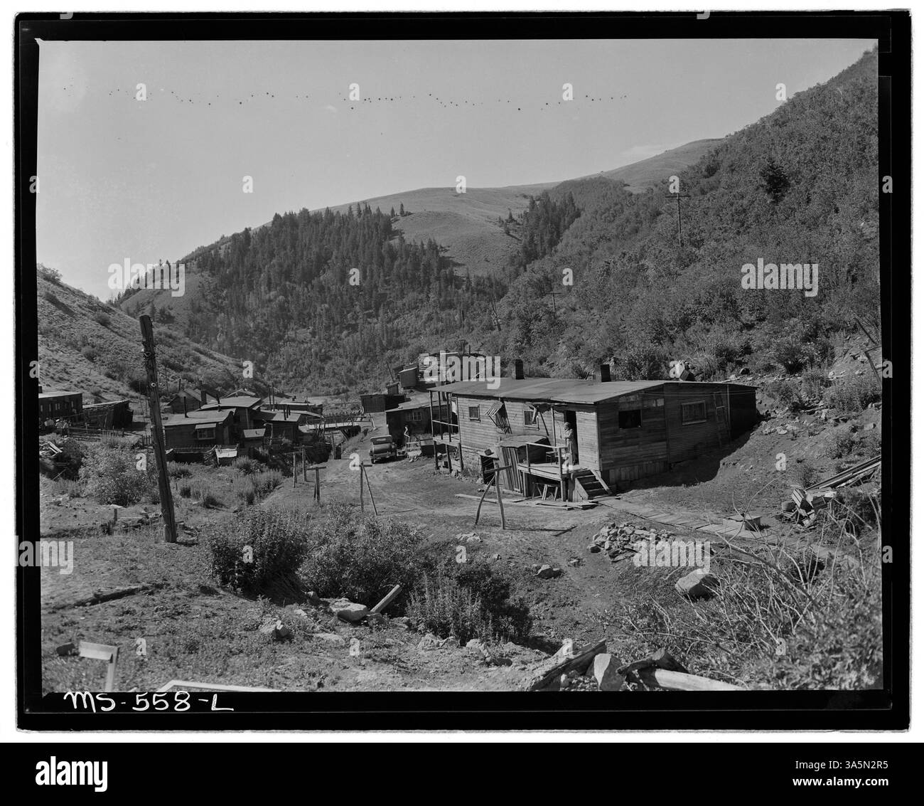 Ein Teil des Unternehmens-Wohnungsprojekts in der Hudson Mine im Carbon County, Utah, stellte Wohnungen für die Arbeiter in der Sweet Mine zur Verfügung. Die Häuser waren Teil der Bemühungen des Bergbauunternehmens, seine Arbeitskräfte aufzunehmen. Stockfoto