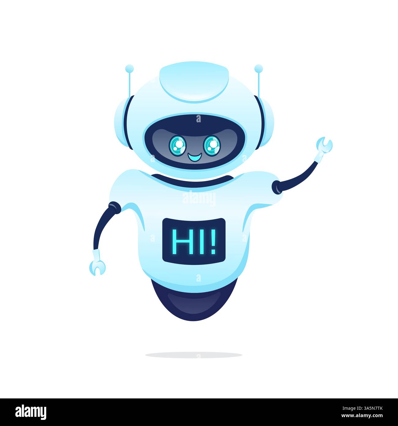 Bot unterstützen. KI-Assistent. Flaches Symbol mit blauem Support-Bot auf weißem Hintergrund Stock Vektor