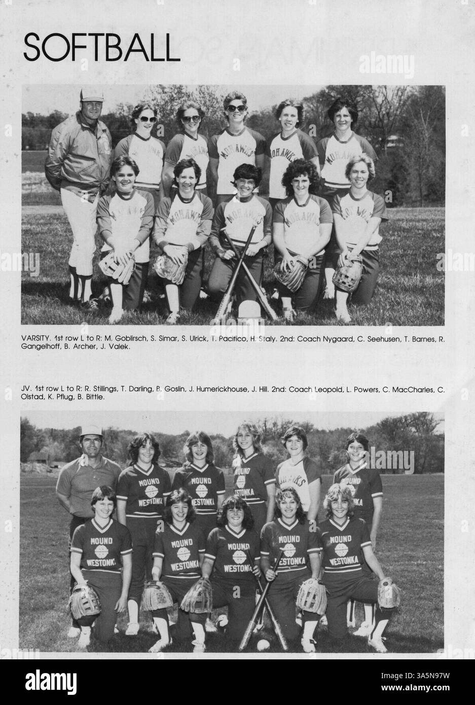 Das Mound-Westonka High Jahrbuch 1983 bietet eine visuelle Aufzeichnung der akademischen, sportlichen und außerschulischen Leistungen der Schule. Stockfoto