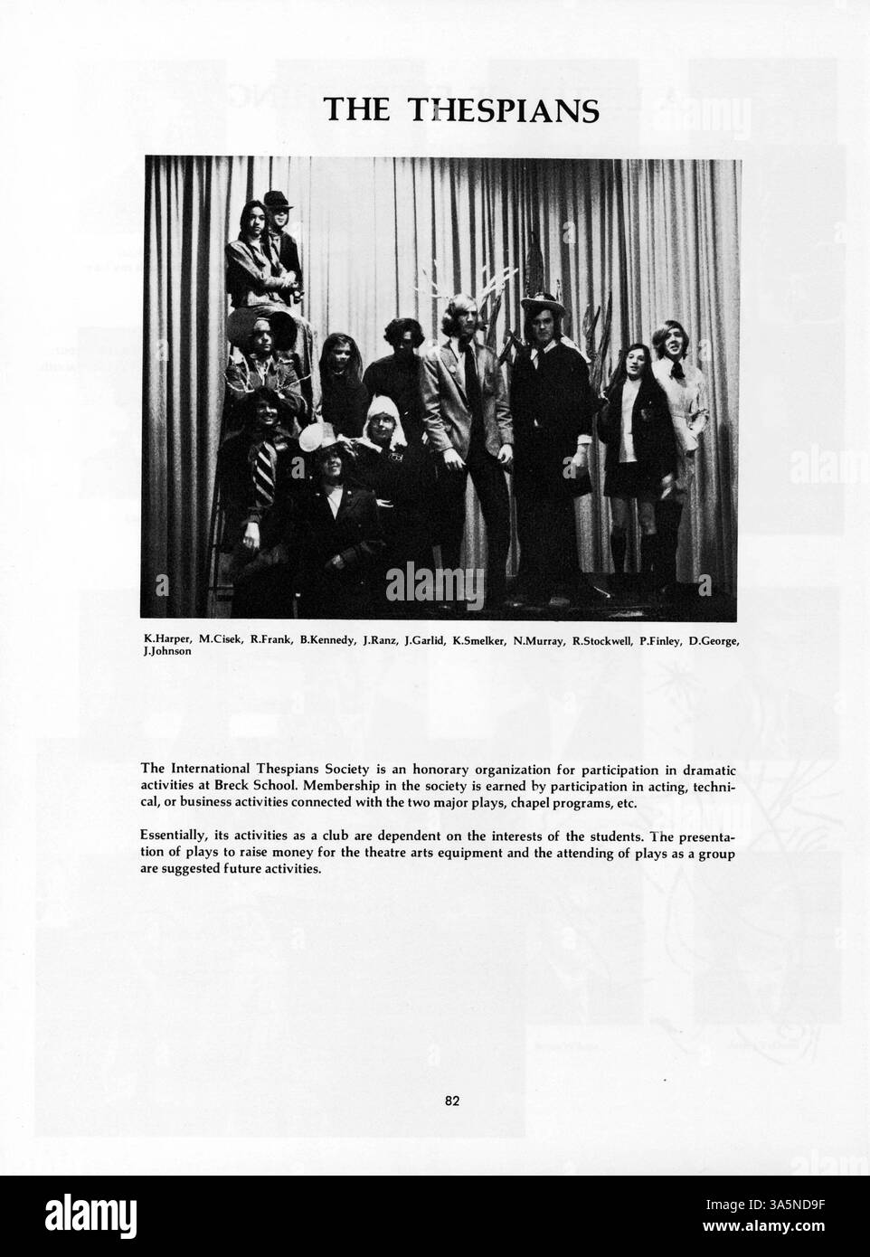 Das Breck Yearbook 1972 zeigt einen Blick auf das akademische Jahr 1971-1972 mit Berichten über Studenten, Dozenten, Schulveranstaltungen und außerschulische Aktivitäten. Stockfoto