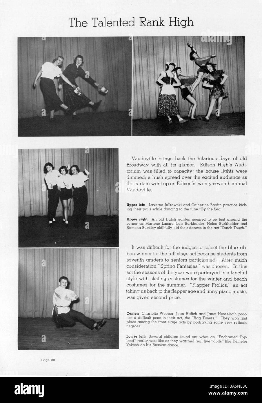 Dieses Jahrbuch „Wizard“ 1950 der Edison High School dokumentiert das akademische Jahr 1949-1950, in dem Schüler, Lehrer, Leichtathletik und außerschulische Aktivitäten vorgestellt werden. Stockfoto