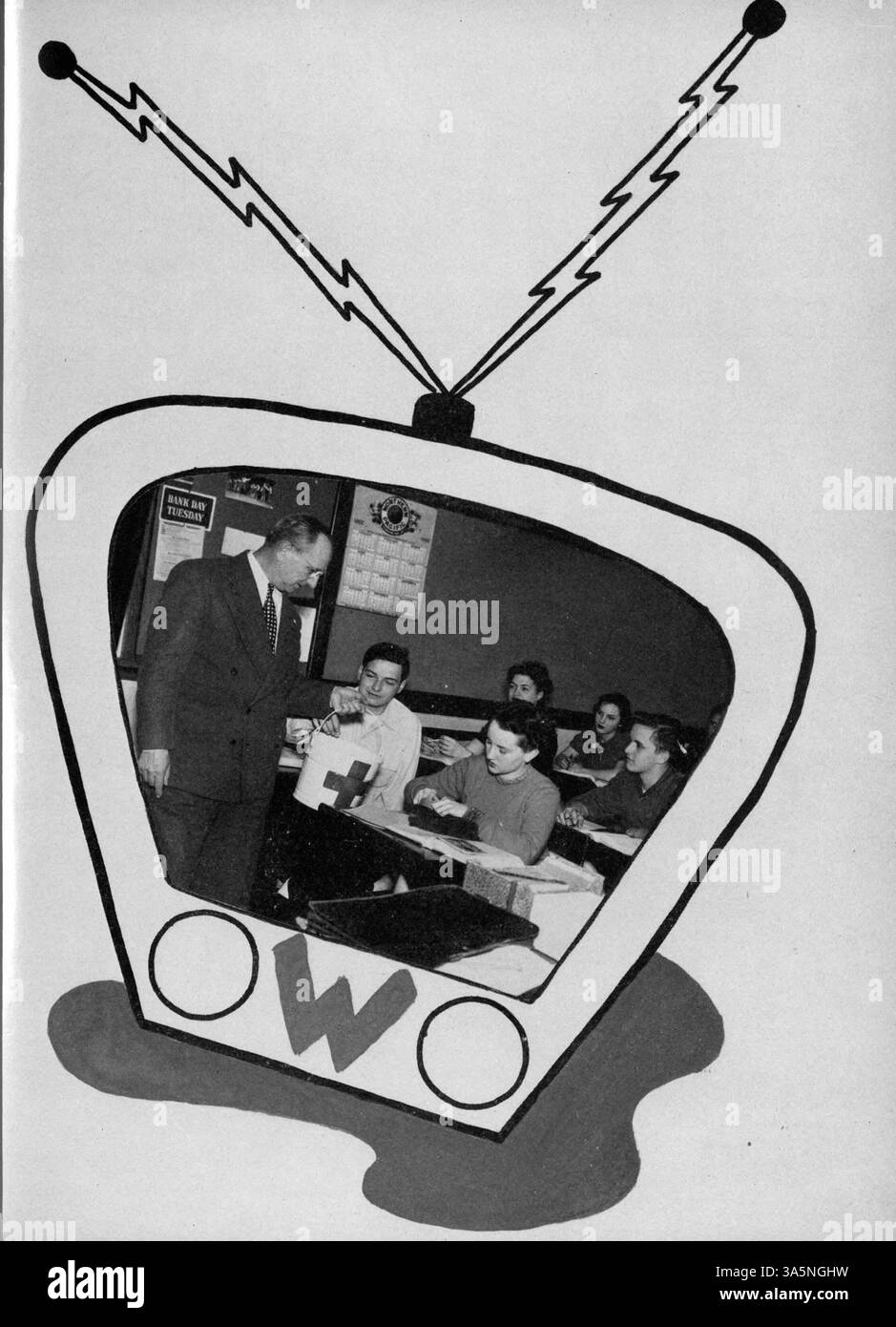 Die Ausgabe 1952 des Washburn Yearbook „Wahian“ beschreibt das Schuljahr 1951-1952 an der Washburn High School mit Porträts von Schülern und Lehrkräften, sportlichen Veranstaltungen, Clubs und wichtigen Schulaktivitäten. Stockfoto