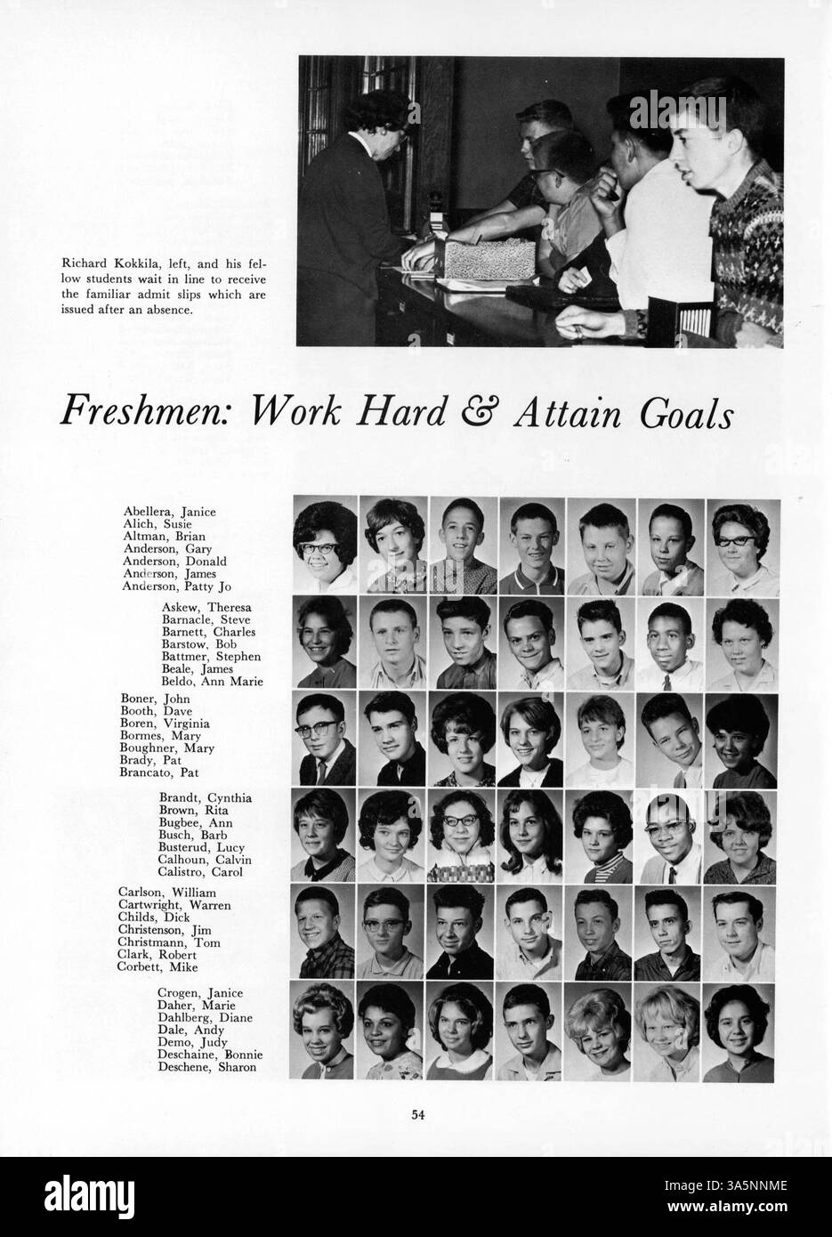 Dieses Jahrbuch der Marshall High School dokumentiert die akademischen und außerschulischen Höhepunkte des Schuljahres 1963-1964 mit einem Schwerpunkt auf afroamerikanischer Geschichte und dem Engagement der Schüler. Stockfoto