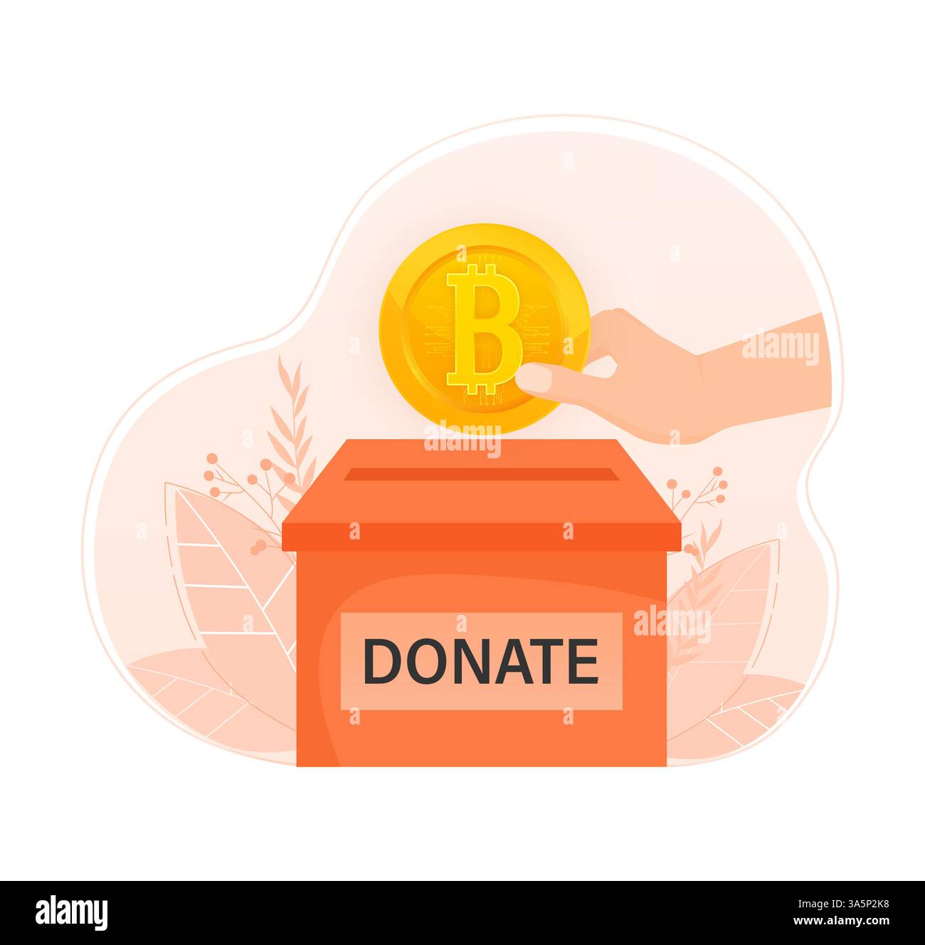 Spende Bitcoin, Kryptowährung. Vektor, Abbildung. Digitale elektronische Währung. Bitcoin-Währung. Stock Vektor