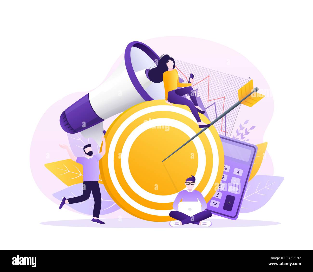 Ziel der Geschäftsstrategie, großartiges Design für jeden Zweck. Abbildung des flachen isometrischen Vektors. Illustration für digitales Marketing. Digitale Kommunikation. Stock Vektor