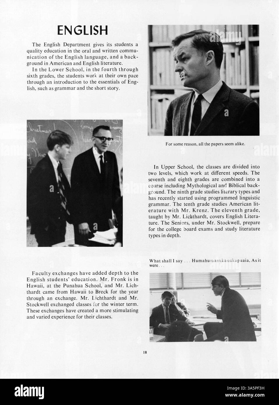 Das Mustang Yearbook von 1968 der Breck School bewahrt Erinnerungen an das akademische Jahr 1967-1968 mit Schülern, Leichtathletik, Vereinen und Schulveranstaltungen. Stockfoto