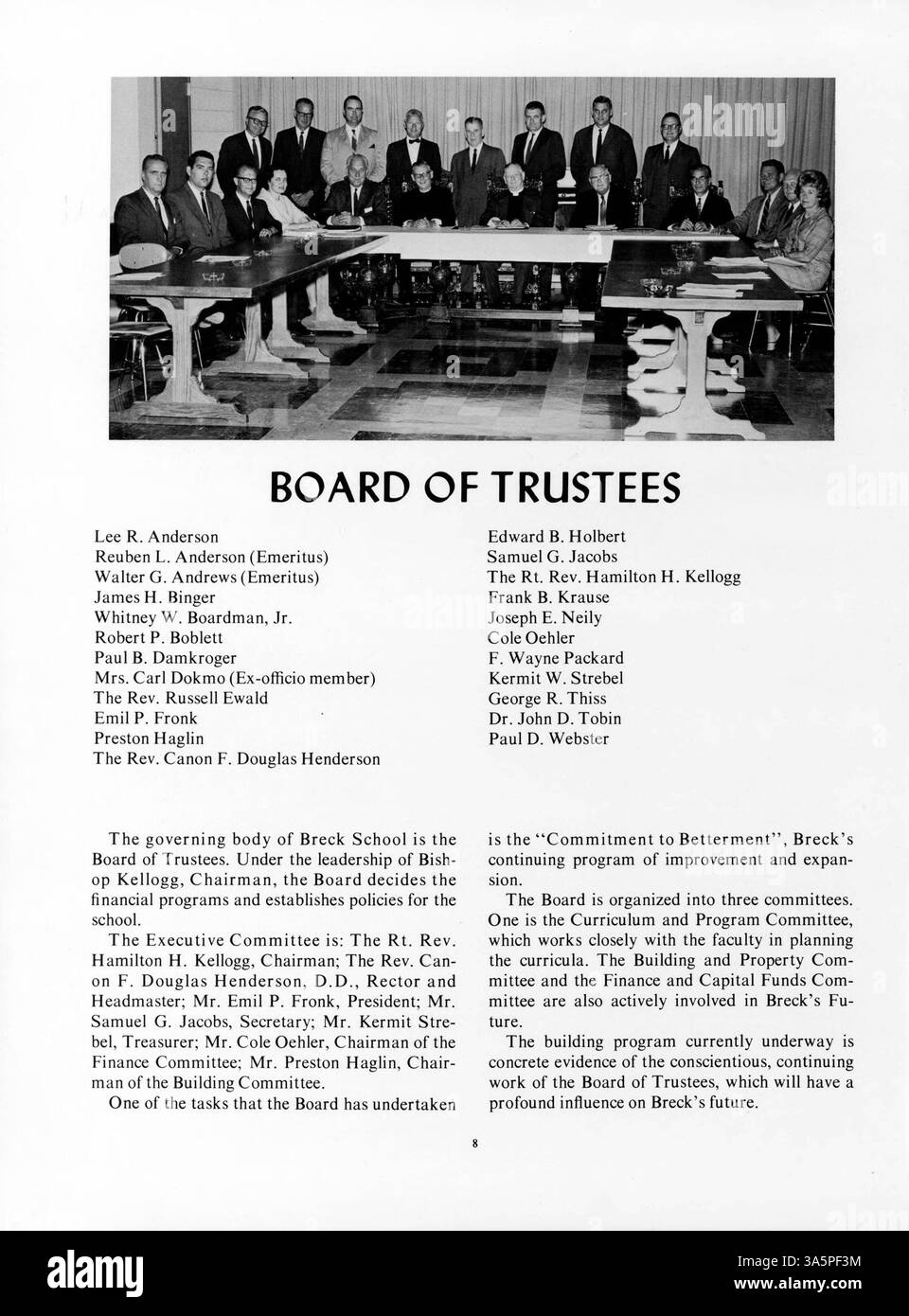 Das Mustang Jahrbuch der Breck School 1968 fängt den akademischen und außerschulischen Geist des Schuljahres 1967-1968 mit Erinnerungen an Schüler, Lehrkräfte und Schulveranstaltungen ein. Stockfoto