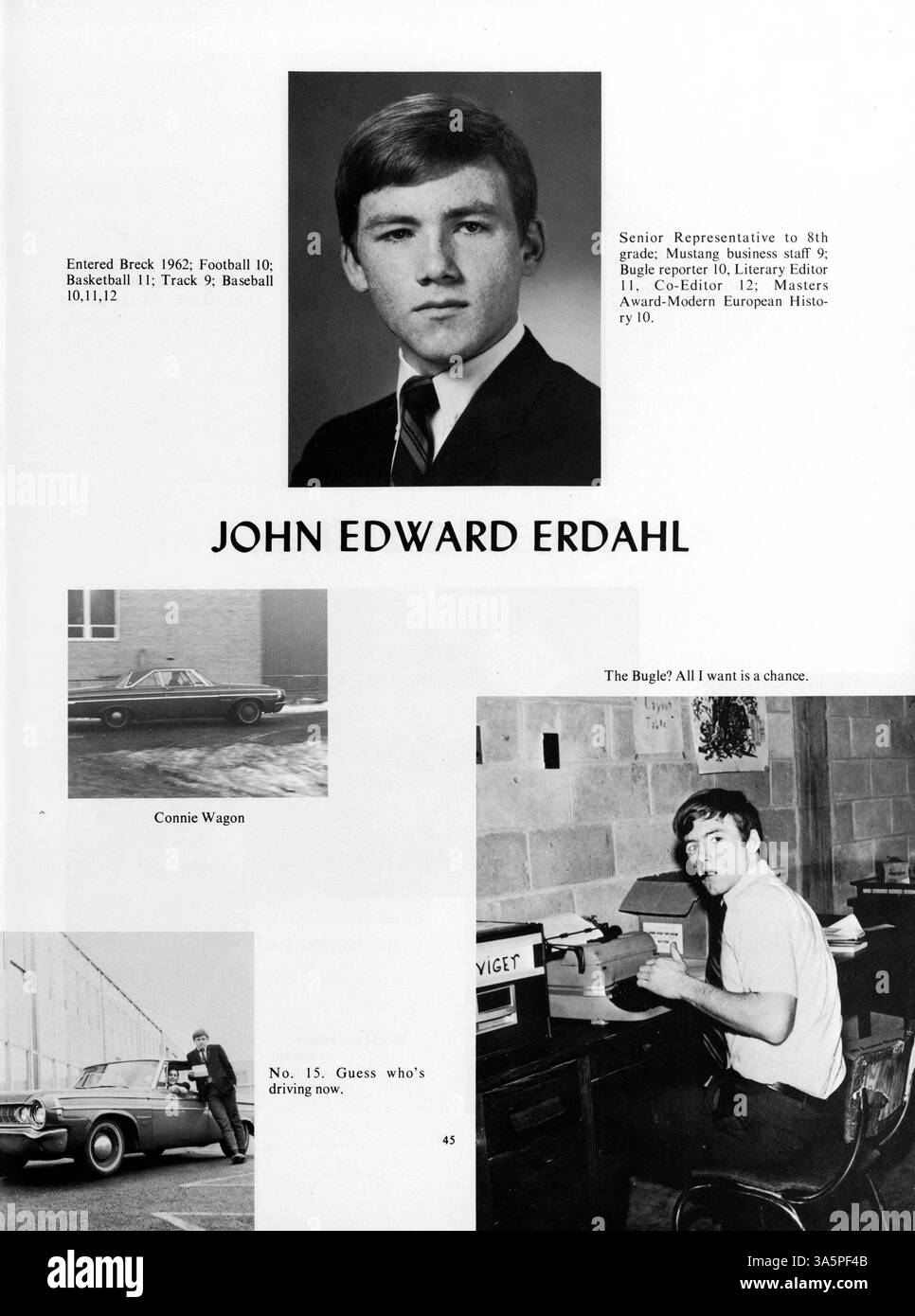 Die Ausgabe 1968 des Mustang Jahrbuchs gibt einen Überblick über die akademischen und außerschulischen Aktivitäten der Breck School im Schuljahr 1967-1968. Stockfoto