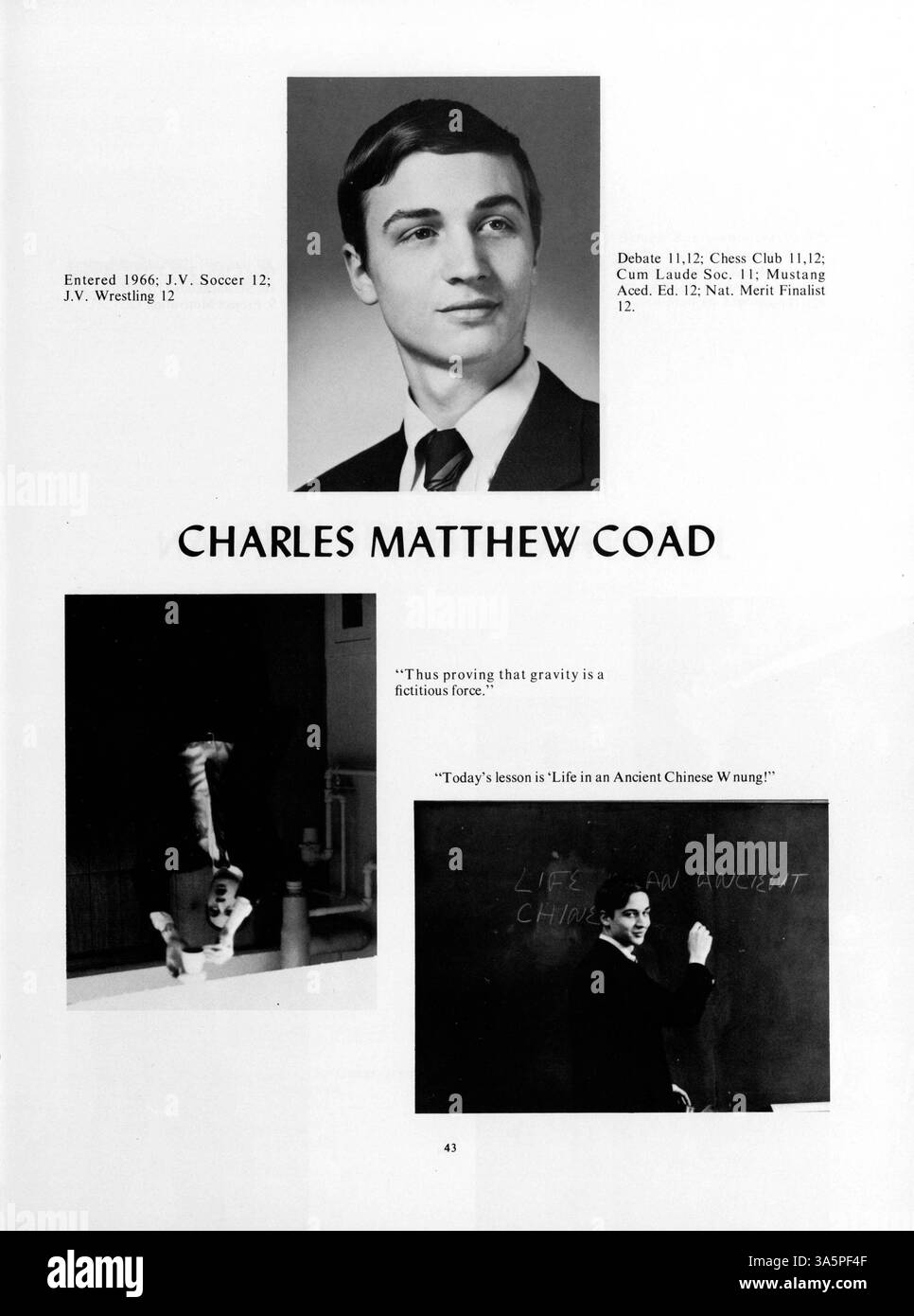 Das Mustang Jahrbuch 1968 zeigt Schülerschaft, Lehrkörper, Leichtathletik, Vereine und Veranstaltungen der Breck School aus dem Schuljahr 1967-1968. Stockfoto