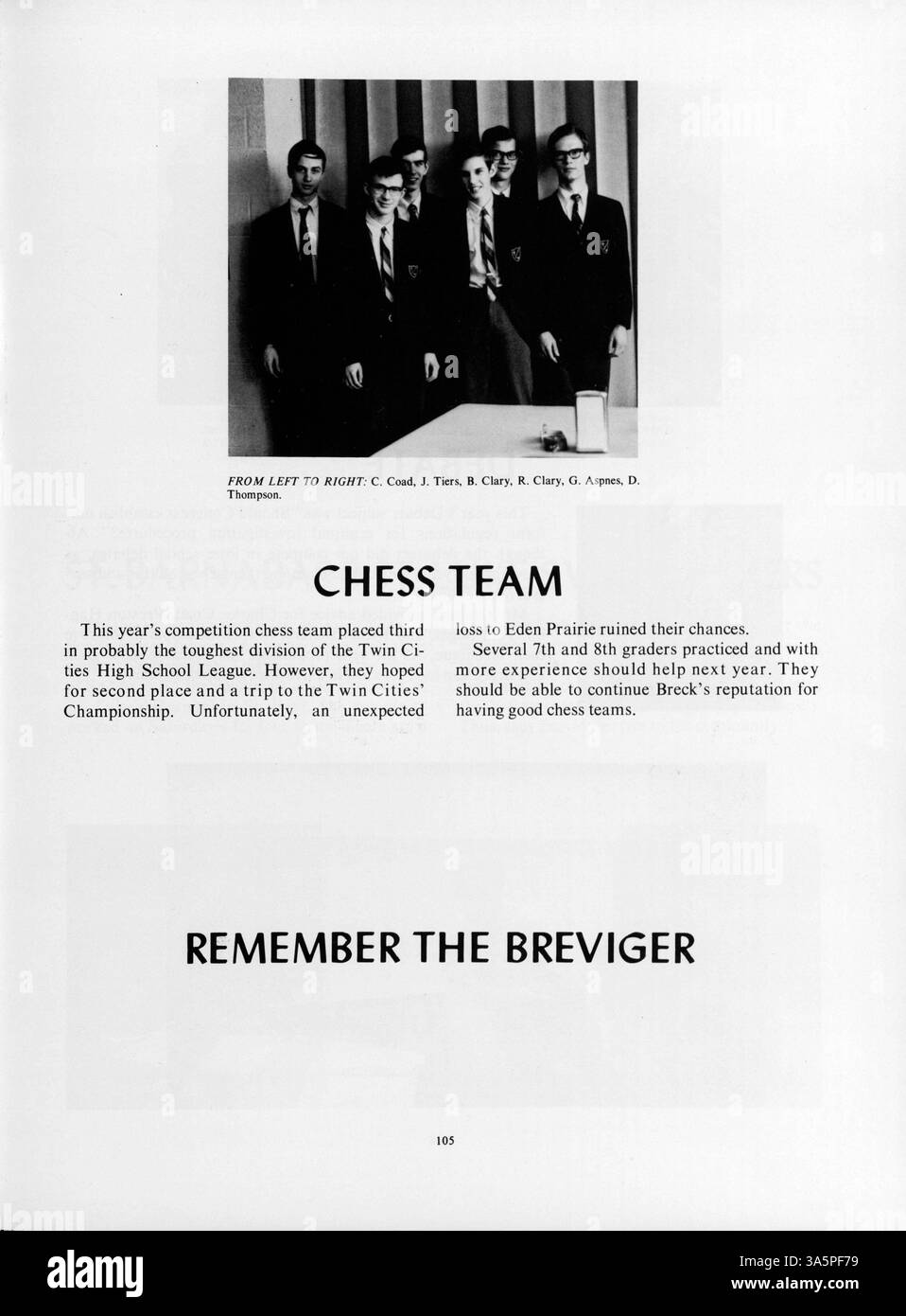 Das Mustang Jahrbuch 1968 erfasst die Schülerschaft, die Lehrkräfte, die Leichtathletik, die Vereine und die großen Schulveranstaltungen der Breck School aus dem akademischen Jahr 1967-1968. Stockfoto