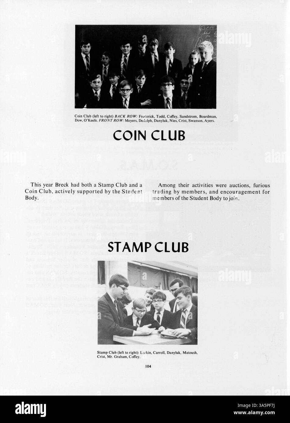 Dieses Mustang Jahrbuch 1968 dokumentiert die Erfolge, den Sport, die Studentenvereine und wichtige Ereignisse an der Breck School während des akademischen Jahres 1967-1968. Stockfoto