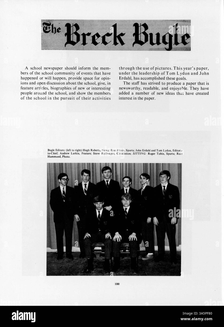 Dieses Mustang Jahrbuch 1968 von der Breck School erfasst wichtige Ereignisse, Aktivitäten der Schüler, Vereine, Lehrkräfte und Leichtathletik während des Schuljahres 1967-1968. Stockfoto