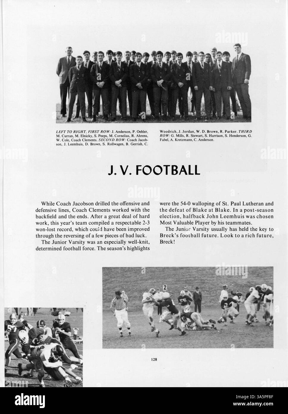 Das Mustang Yearbook 1968 der Breck School erfasst wichtige akademische und außerschulische Veranstaltungen, Leichtathletik und Schüleraktivitäten aus dem Schuljahr 1967-1968. Stockfoto