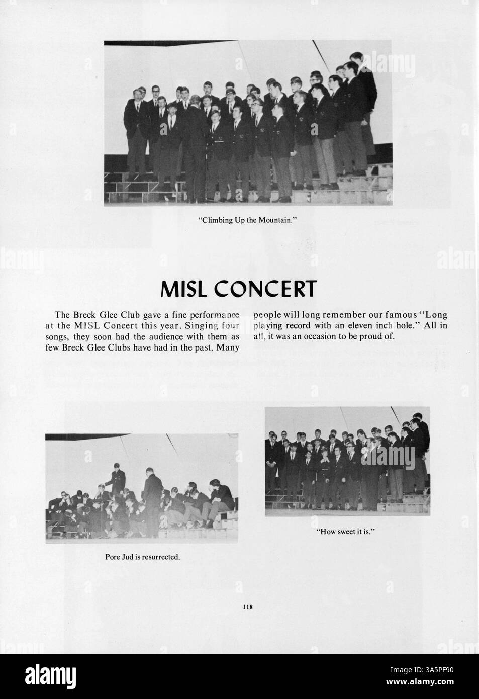 Dieses Mustang Jahrbuch 1968 von der Breck School zeigt Studenten, Lehrkräfte, Leichtathletik und Schulveranstaltungen aus dem akademischen Jahr 1967-1968. Stockfoto