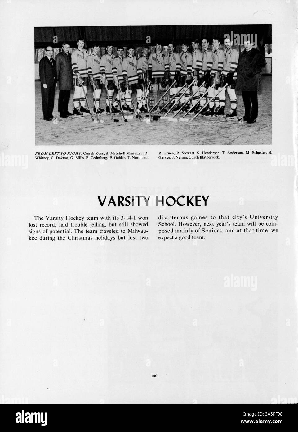 Das Mustang Yearbook 1968 der Breck School reflektiert die Erfolge, das Studentenleben, die Leichtathletik und die wichtigsten Momente des akademischen Jahres 1967-1968. Stockfoto