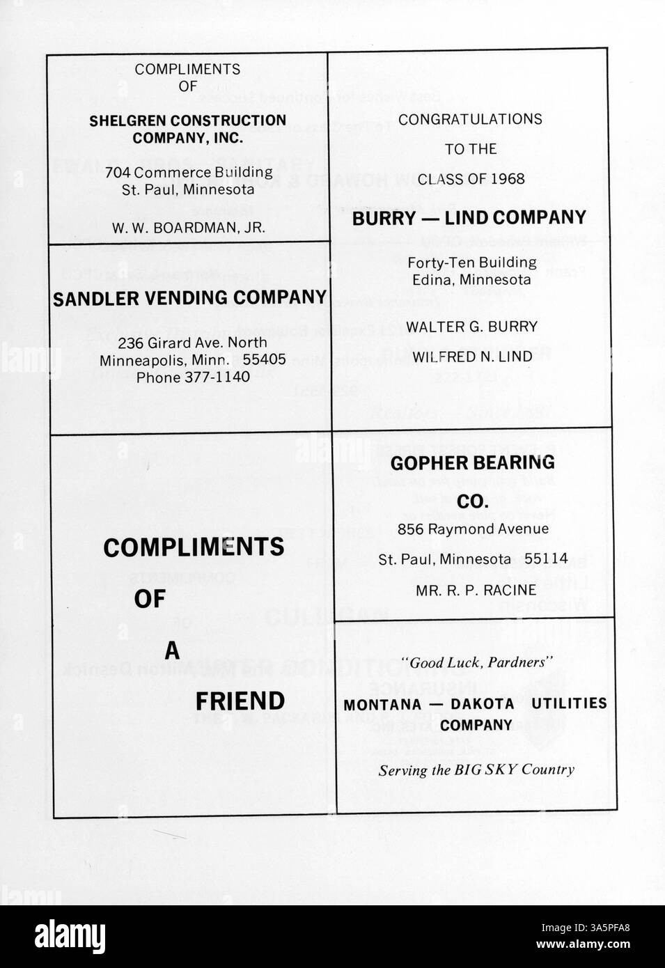 Dieses Mustang Jahrbuch 1968 von der Breck School zeigt Studentenclubs, Sportmannschaften, Beiträge von Lehrkräften und andere wichtige Veranstaltungen des akademischen Jahres 1967-1968. Stockfoto
