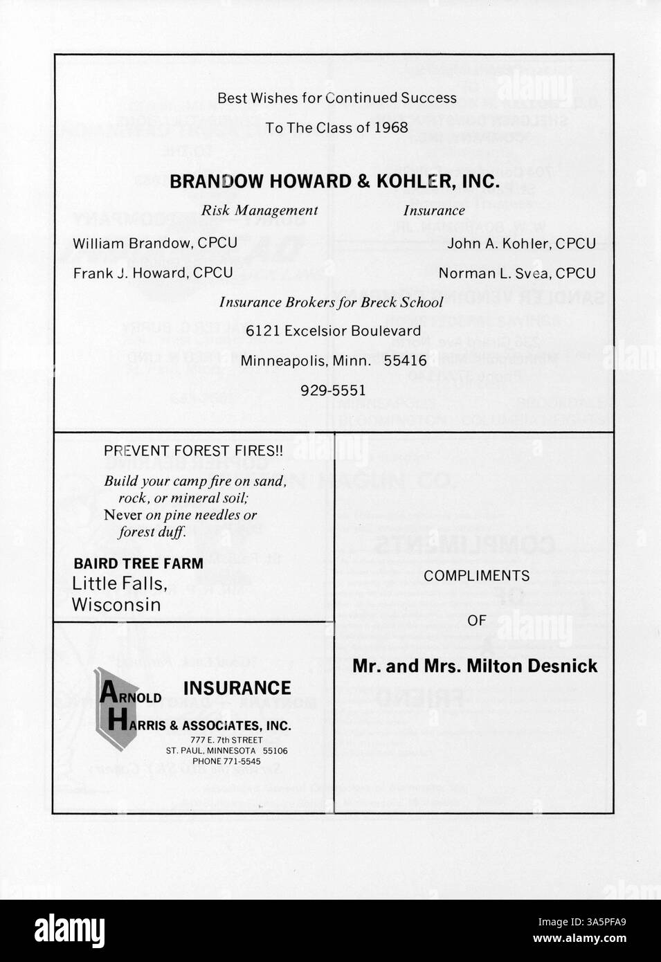 Das Mustang Yearbook 1968 der Breck School bietet einen Überblick über Studentenclubs, Sport, Lehrerleistungen und Schlüsselveranstaltungen aus dem akademischen Jahr 1967-1968. Stockfoto