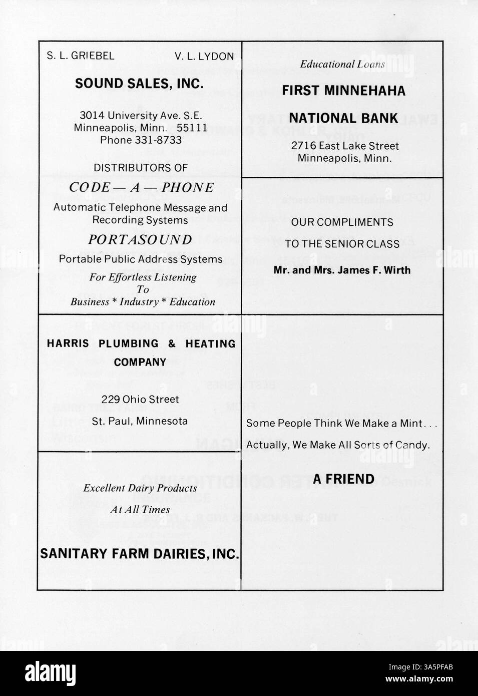 Das Mustang Jahrbuch 1968 der Breck School beschreibt die akademischen, sportlichen und außerschulischen Höhepunkte des Schuljahres 1967-1968. Stockfoto