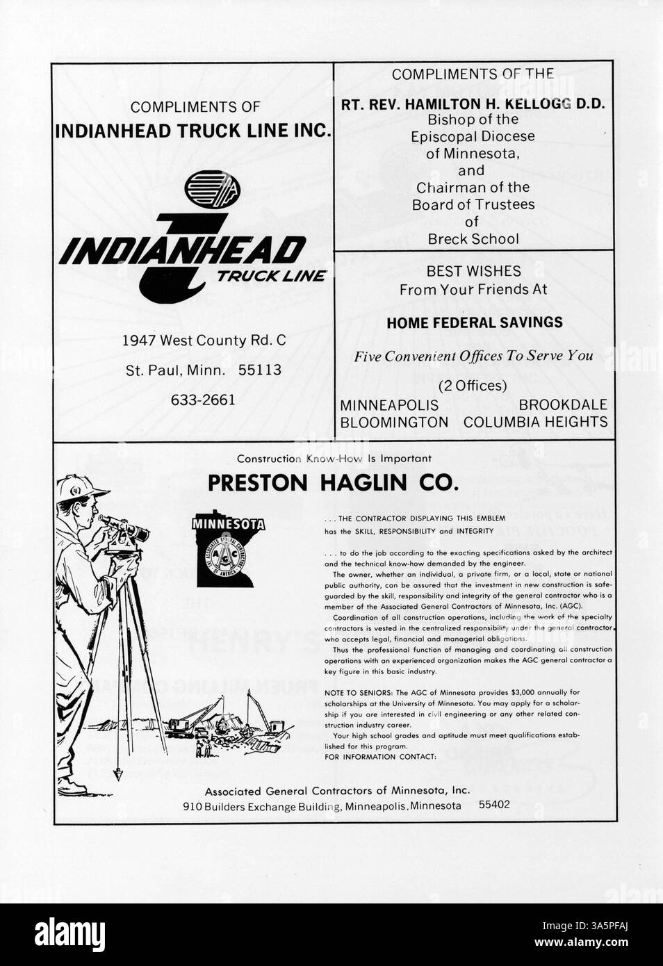 Das Mustang Yearbook 1968 der Breck School zeigt die Leistungen von Schülern, Lehrern und Athleten und dokumentiert die wichtigsten Ereignisse des Schuljahres 1967-1968. Stockfoto