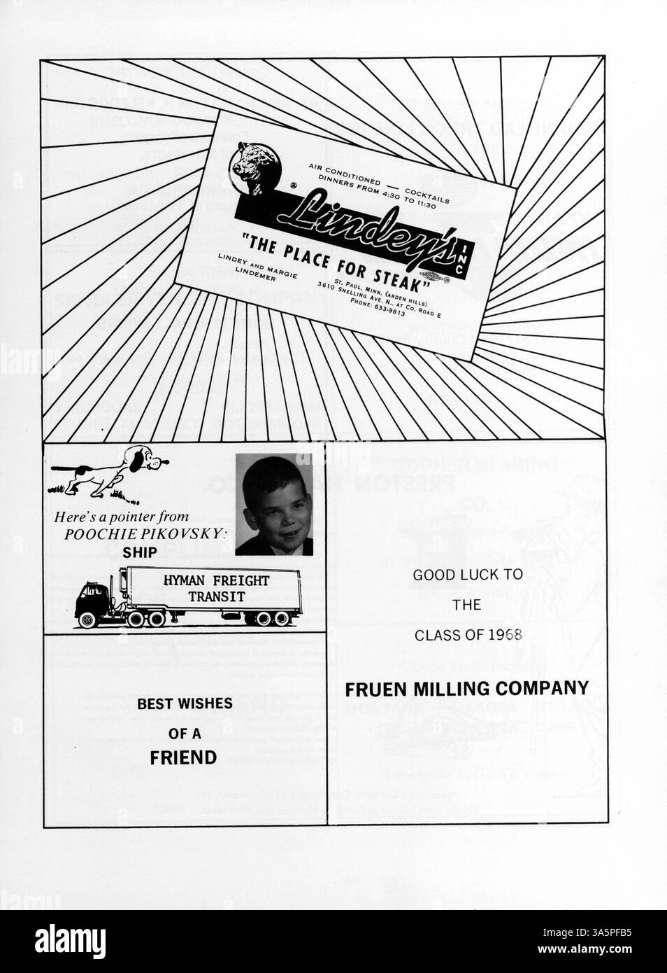 Das Mustang Yearbook 1968 der Breck School erfasst die Erfahrungen von Studenten, Lehrkräften, Leichtathletik, Vereinen und Schlüsselveranstaltungen aus dem akademischen Jahr 1967-1968. Stockfoto