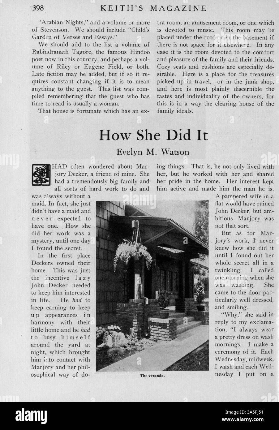 Keith's Magazine on Home Building, 1916, enthält monatliche Ausgaben zu den Bauplänen, Baudetails und Kostenschätzungen. Die Publikation enthält Fotos und Illustrationen von Häusern sowie Artikel über Inneneinrichtung, Landschaftsgestaltung und architektonische Trends. Einige Bände enthalten Pläne für Schulen und Kirchen. Stockfoto