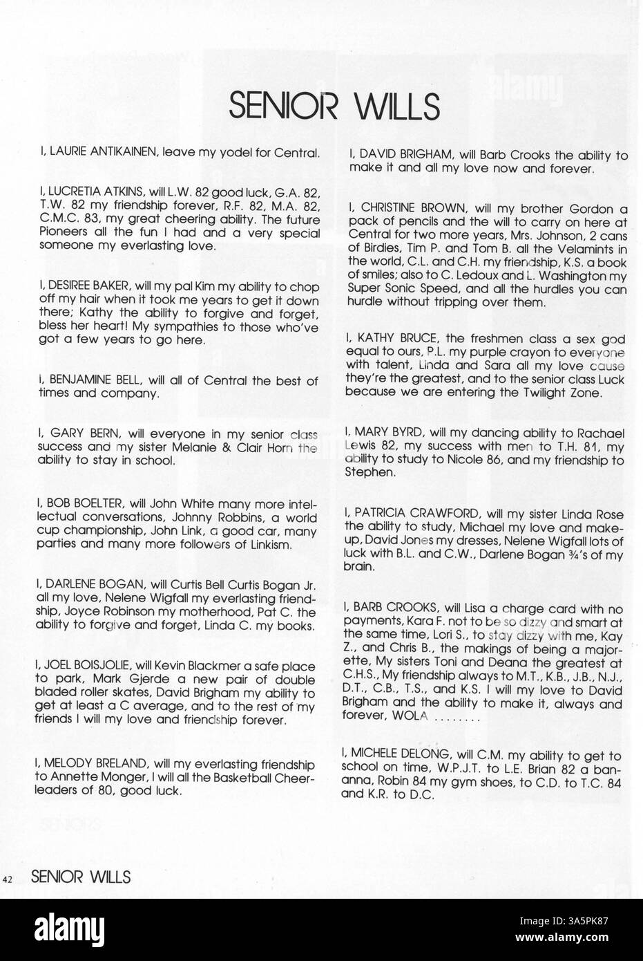 Das Jahrbuch 1981 Centralian zeigt wichtige Momente aus dem Schuljahr 1980-1981 an der Central High, darunter Sport, Vereine und Schülerleistungen. Stockfoto