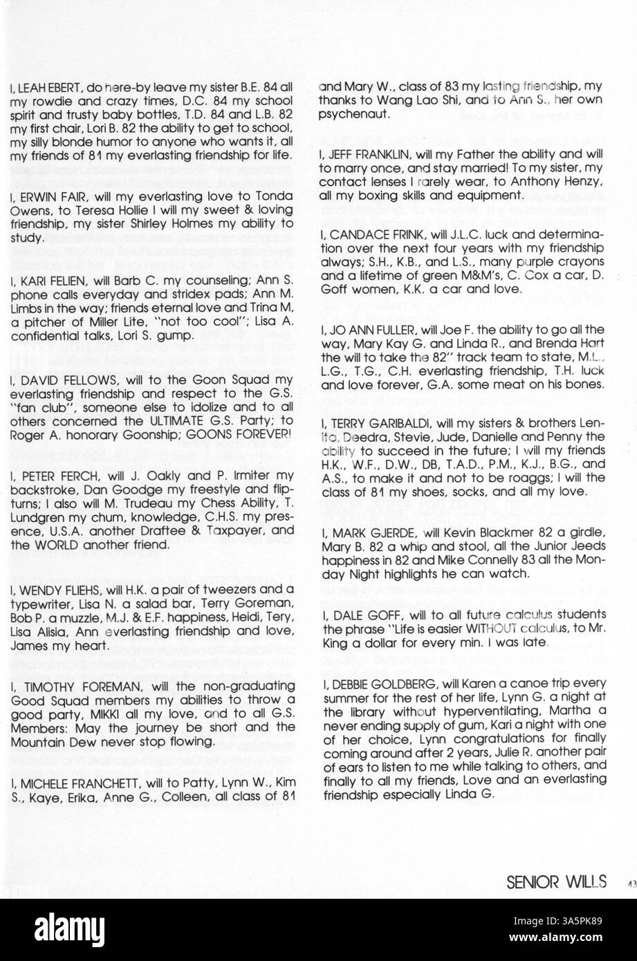 Dieses Jahrbuch 1981 der Central High School fasst die Höhepunkte des Schülerlebens, der Leichtathletik und der akademischen Leistungen des Schuljahres 1980-1981 zusammen. Stockfoto