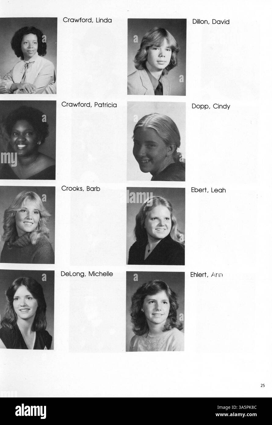 In diesem Jahrbuch werden die wichtigsten Veranstaltungen, Vereine, Sport und Schüleraktivitäten an der Central High School während des akademischen Jahres 1980-1981 vorgestellt. Stockfoto