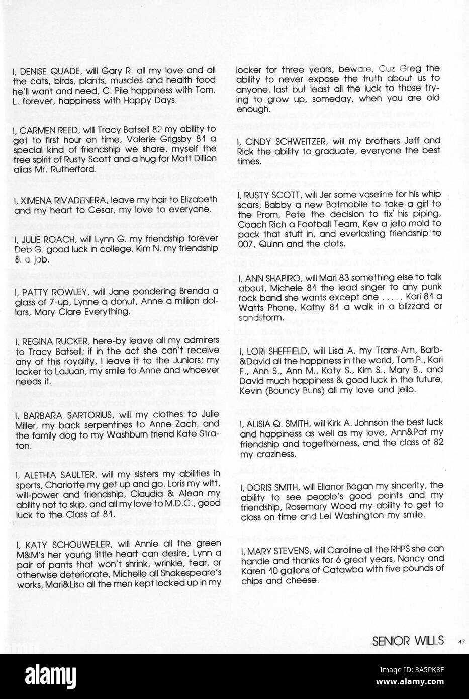 Dieses jährliche Highschool-Programm zeigt die Aktivitäten der Schüler, die Beiträge der Lehrkräfte und die sportlichen Leistungen der Central High während des Schuljahres 1980-1981. Stockfoto