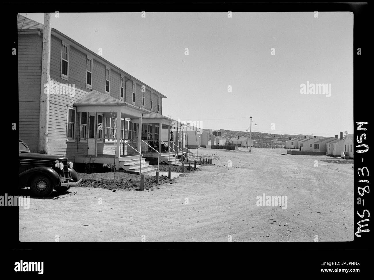 Blick auf die Pension in der Stansbury Mine der Union Pacific Coal Company in der Nähe von Rock Springs, Wyoming. Dieses Foto zeigt die Wohnunterkünfte, die Bergleuten Mitte des 20. Jahrhunderts zur Verfügung gestellt wurden. Stockfoto