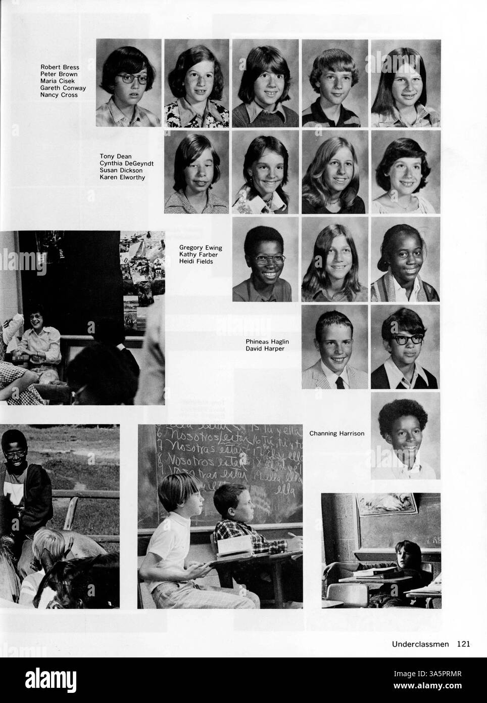 Dieses Jahrbuch 1976 zeigt die Schüler, Sportteams, Lehrkräfte und außerschulische Aktivitäten der Breck School aus dem Schuljahr 1975-1976. Stockfoto
