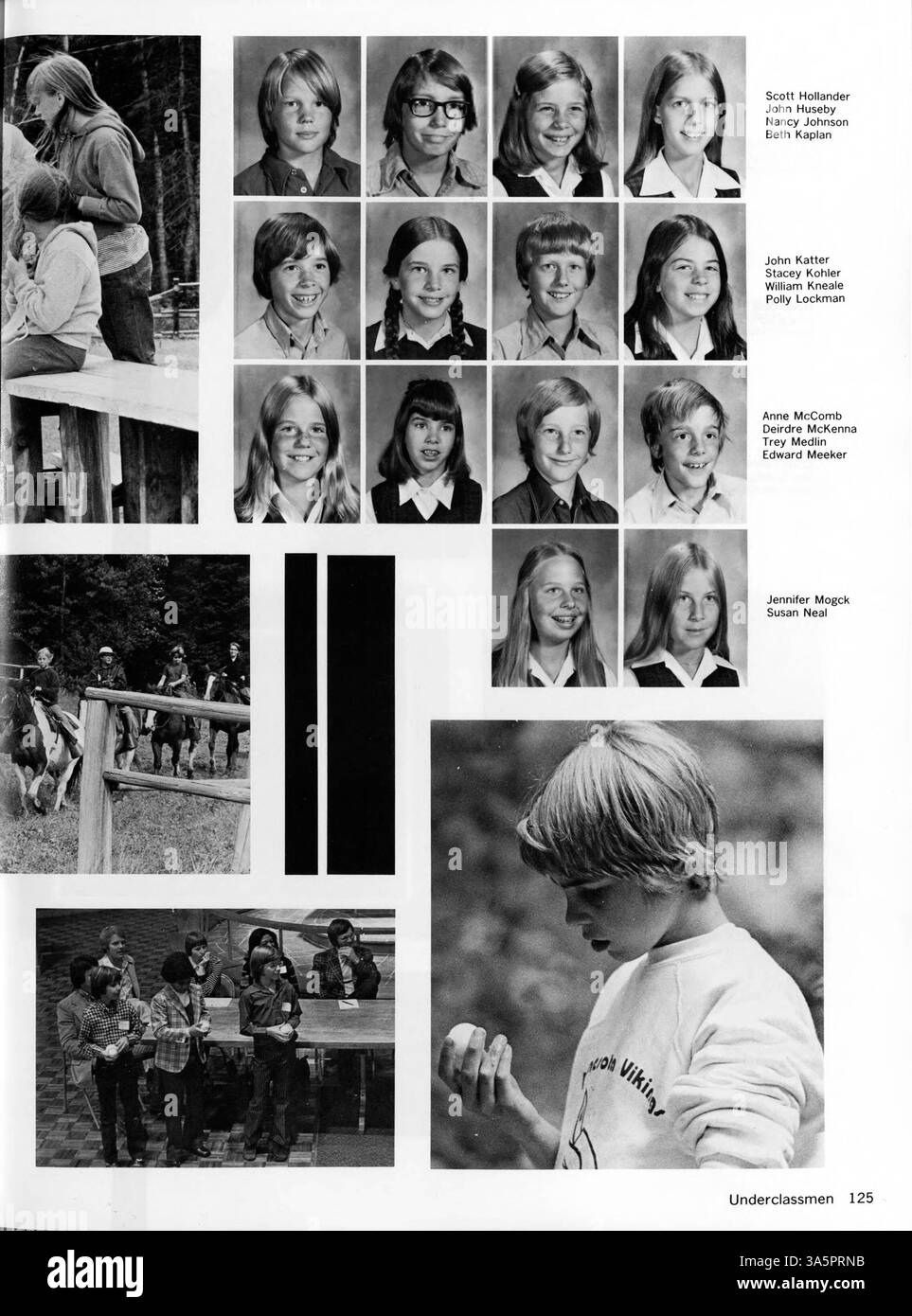In diesem Jahrbuch von Mustang 1976 werden die akademischen und außerschulischen Höhepunkte der Breck School vorgestellt, darunter Schüler, Dozenten, Leichtathletik und wichtige Schulveranstaltungen. Stockfoto