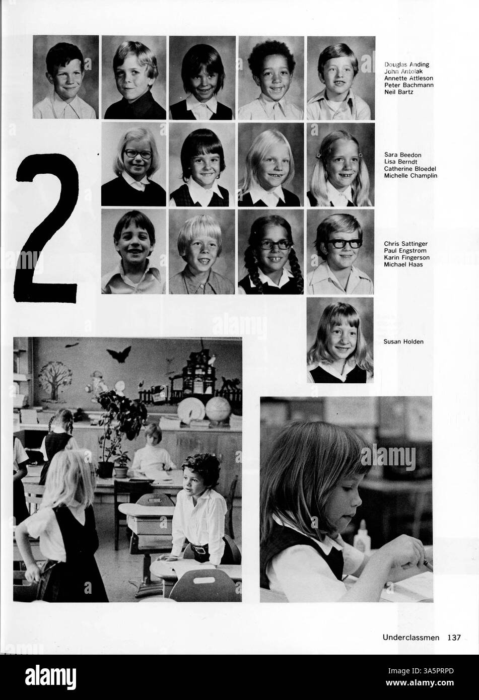Das Jahrbuch 1976 der Breck School zeigt die Beteiligung von Studenten und Dozenten an Sport, Vereinen und Großveranstaltungen während des akademischen Jahres 1975-1976. Stockfoto