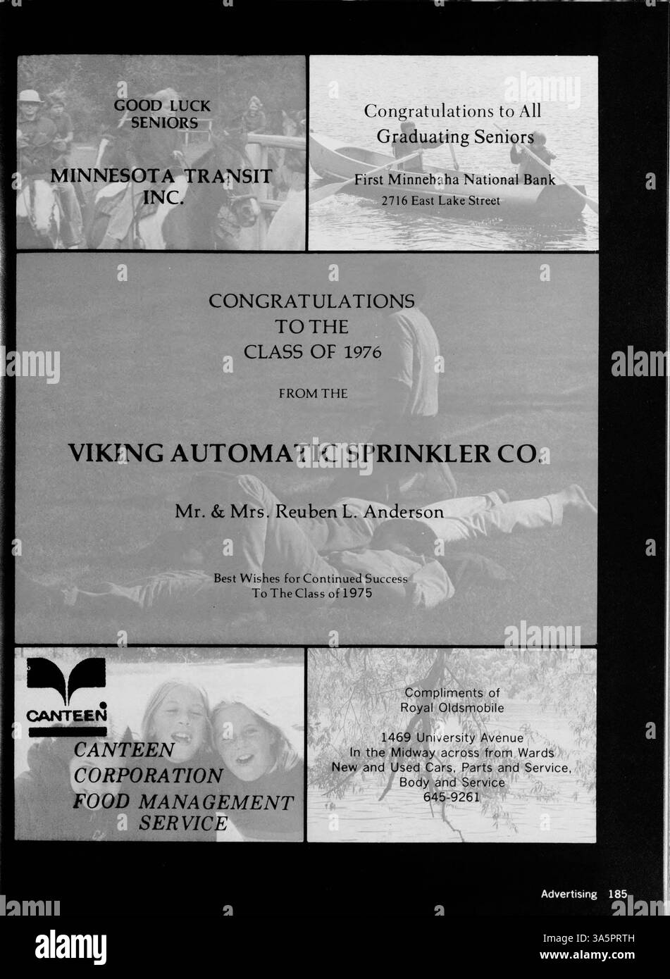 Dieses Jahrbuch der Breck School bietet eine visuelle Aufzeichnung des Schuljahres 1975-1976, einschließlich Schüler, Lehrer, Leichtathletik und Schulveranstaltungen. Stockfoto