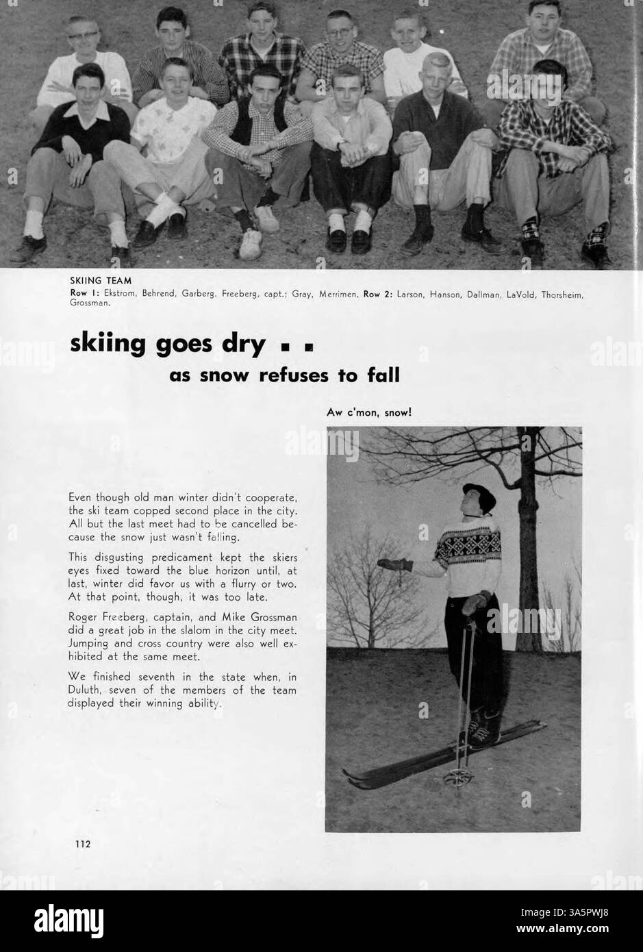 Das Wahian Jahrbuch 1957 enthält Aufzeichnungen über das Leben der Schüler, die Leichtathletik, akademische Leistungen und außerschulische Aktivitäten an der Washburn High School aus dem Schuljahr 1956-1957. Stockfoto