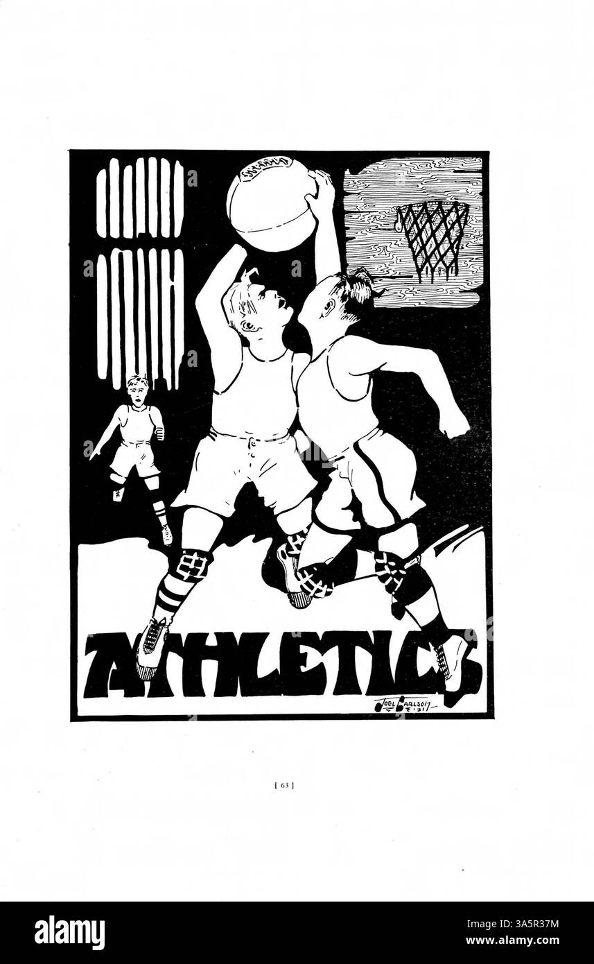 Das Jahrbuch des Kardinals von 1921 fasst die akademischen und außerschulischen Höhepunkte der East High School mit Schülern, Lehrkräften, Leichtathletik und Vereinen ein. Stockfoto