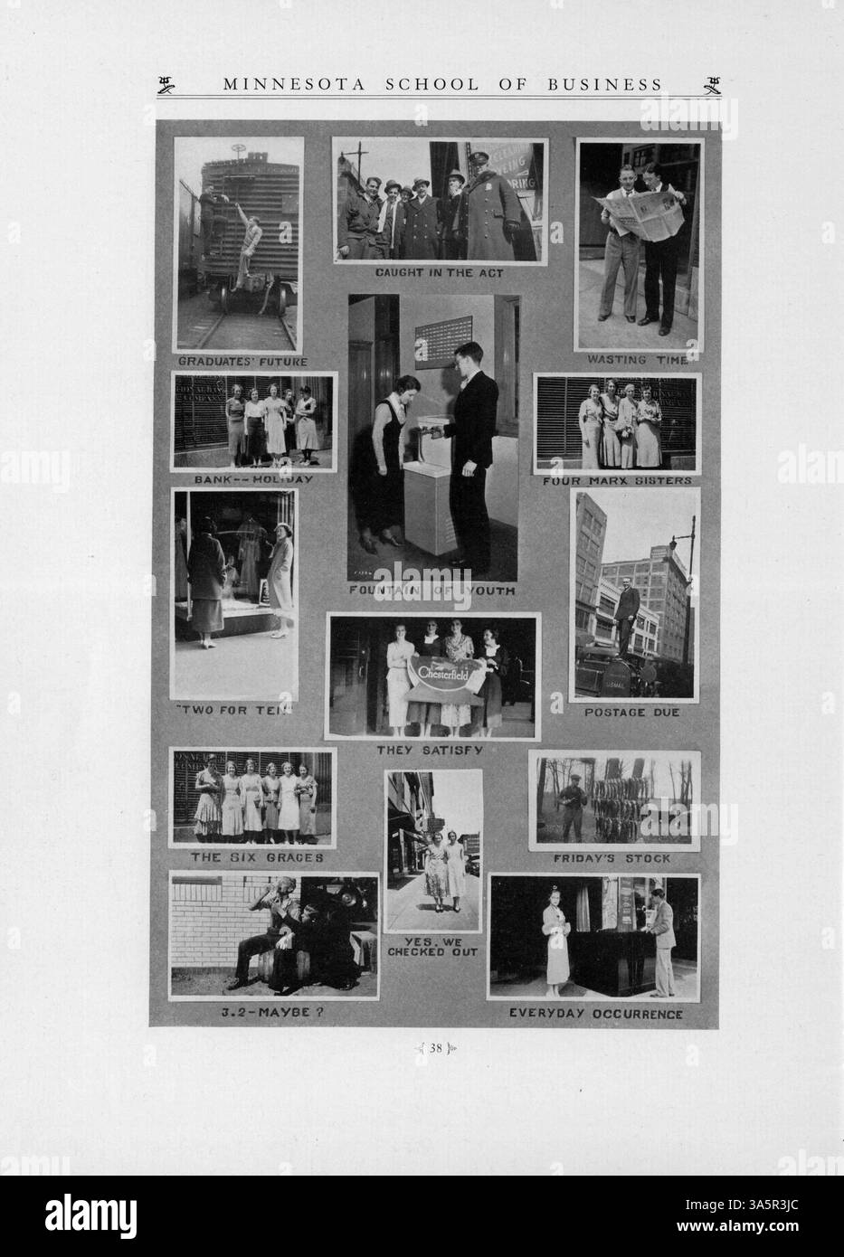 Das Jahrbuch 1933 von Minnesota School of Business erfasst die Studenten, Lehrkräfte und Veranstaltungen des akademischen Jahres 1932-1933. Stockfoto