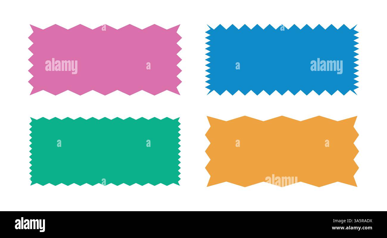 Gezackter Aufkleber oder Stempelsatz mit welligen Kanten Stock Vektor