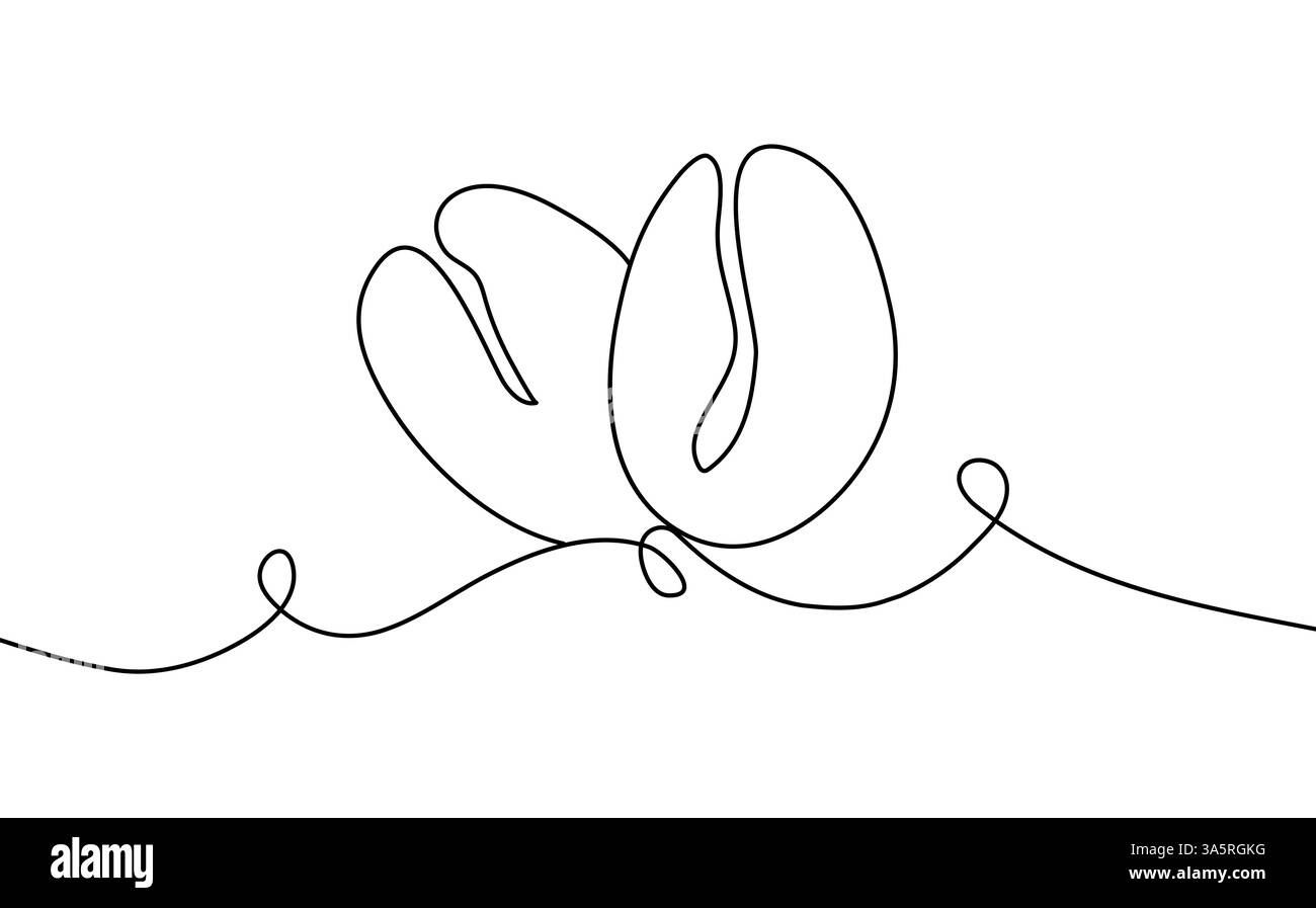 Kaffeebohnen im Stil von Line Art. Vektorillustration von Kaffeebohnen in Silhouette. Café-Shop-Konzept, Logo, Banner, Logo. Stock Vektor