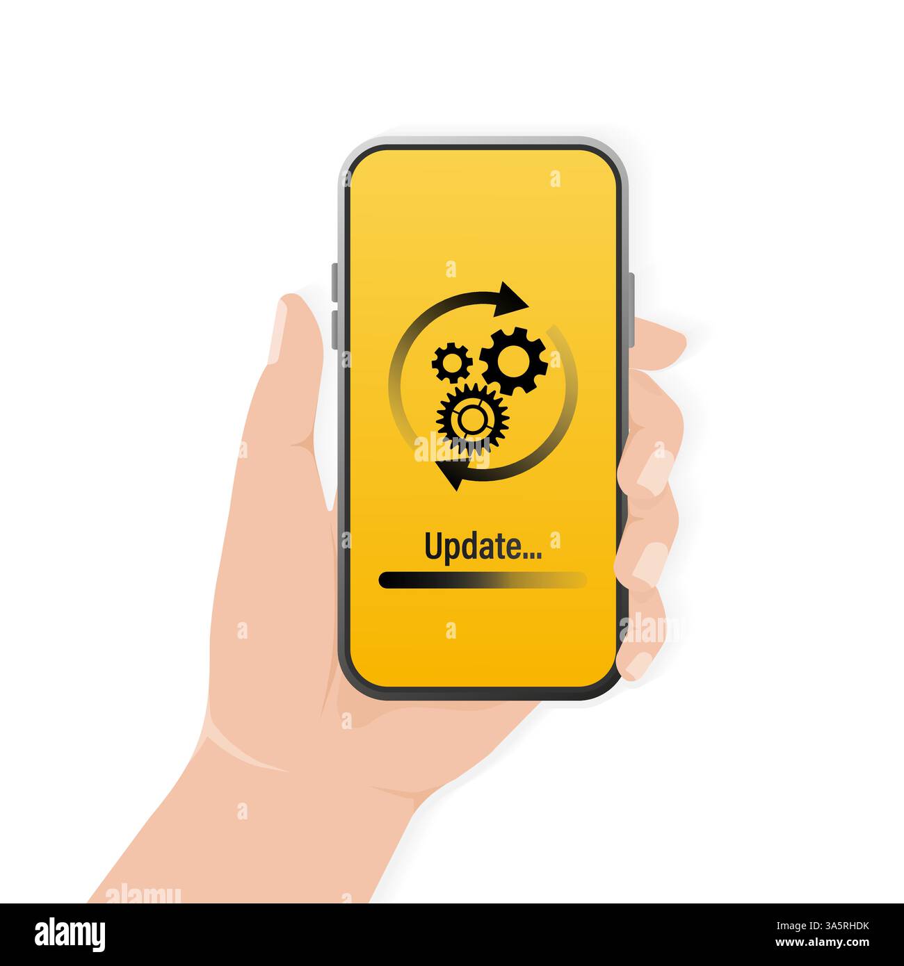 Abbildung mit Update-Smartphone. Vektorgrafik des Smartphones. Computertechnik. Computertechnik. Stock Vektor