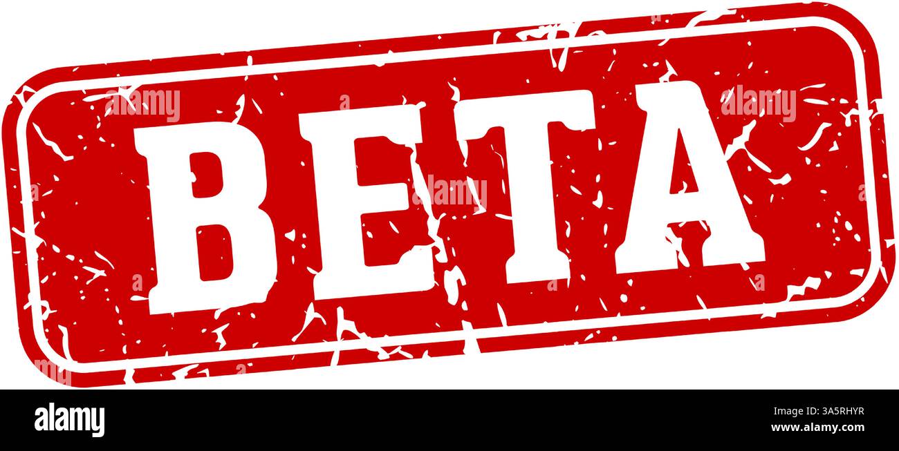 Beta-Stempel. Rechteckiges Beta-Zeichen isoliert auf transparentem Hintergrund Stock Vektor