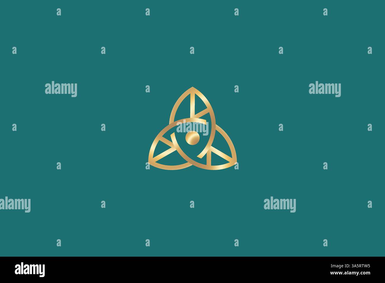 Abstraktes Design Mit Goldenem Logo Und Dreieckiger Looping-Form Stock Vektor