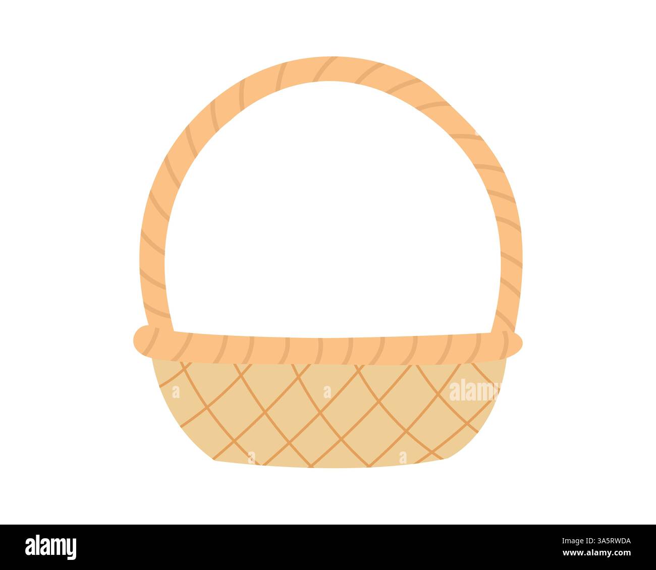 Einfacher Korb mit stabilem Griff, ideal für umweltfreundliche Einkäufe, rustikale Wohnkultur, Lebensstil ohne Abfall und Präsentationen von natürlichen Produkten Stock Vektor