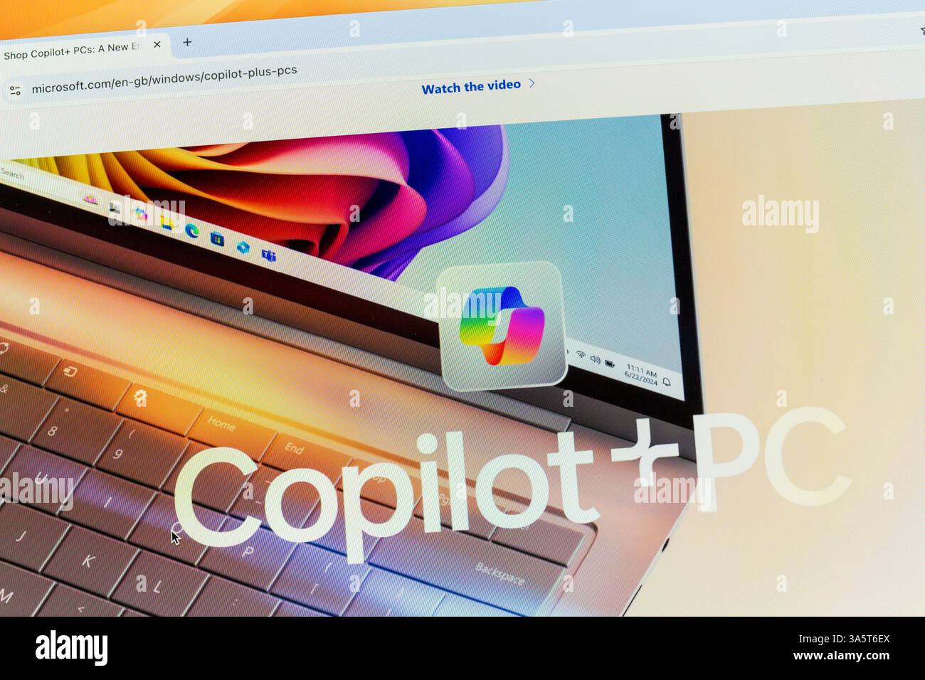 Microsoft Windows 11, Copilot und PC-Homepage-Website Stockfoto