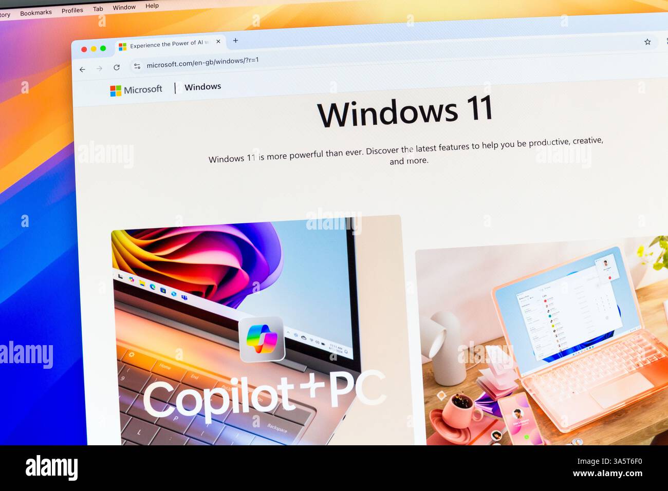 Website der Microsoft Windows 11-Homepage im Chrome-Browser Stockfoto