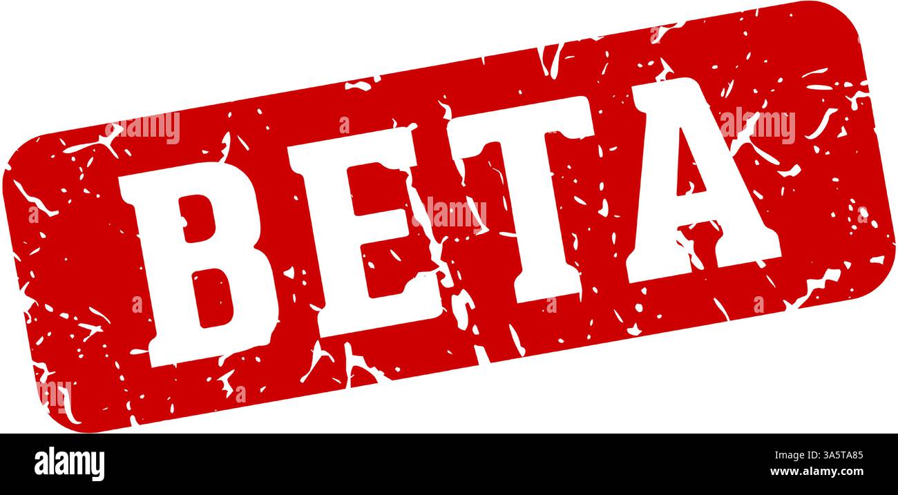 Beta-Stempel. Rechteckiges Beta-Zeichen isoliert auf transparentem Hintergrund Stock Vektor