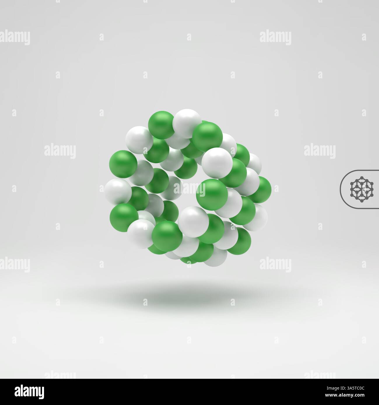 Molekulare Struktur mit Kugeln. 3D Vektor Illustration. Einsetzbar für Marketing, Website, Präsentation. Stock Vektor