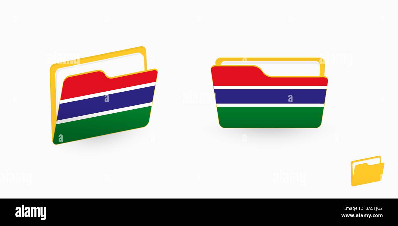 Gambia Flag auf zwei Ordnertypen. Vektorabbildung. Stock Vektor